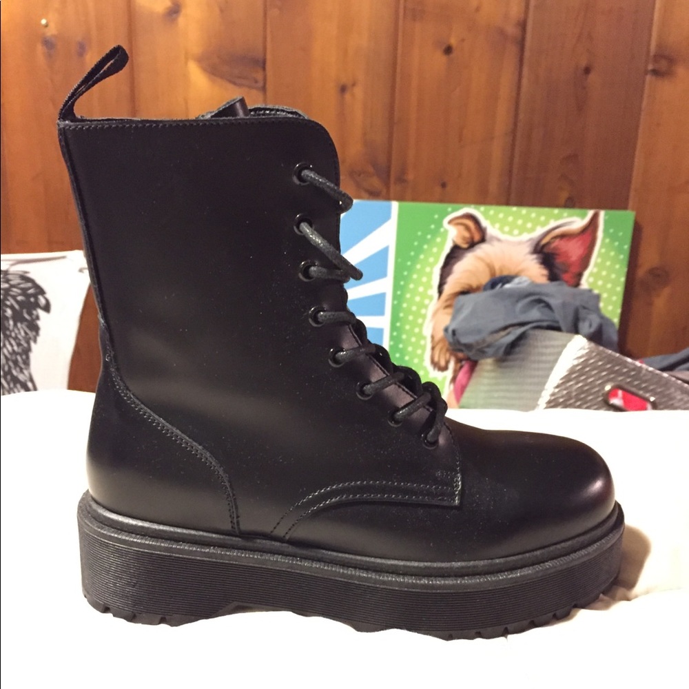 Black platform boots